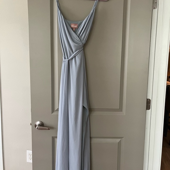 Show Me Your MuMu steel blue chiffon bridesmaid dress. Size S! Perfect condition - Picture 2 of 2